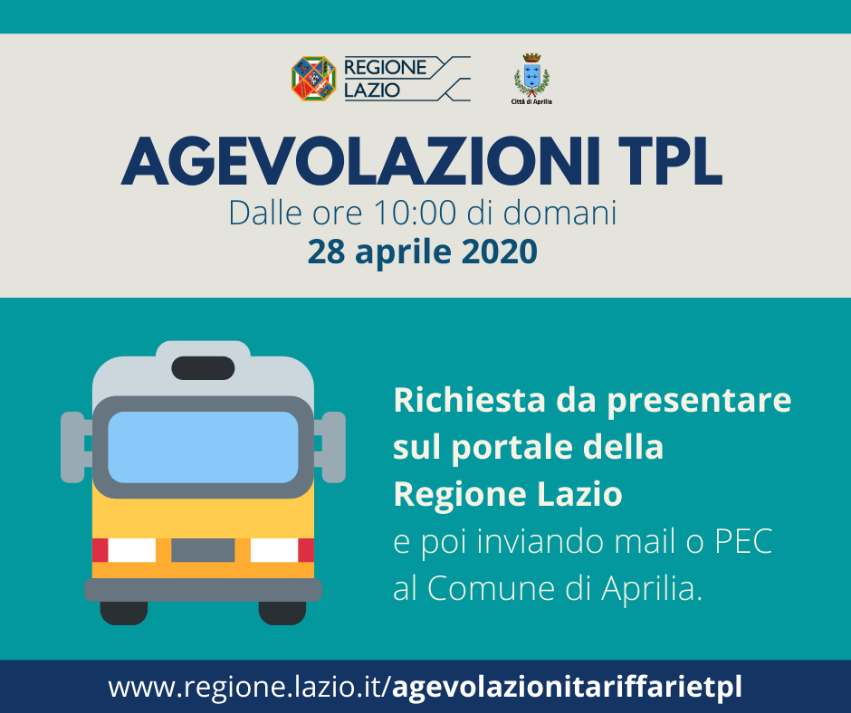 Aprilia, agevolazione tariffaria 2020 per il Trasporto Pubblico Locale (TPL)