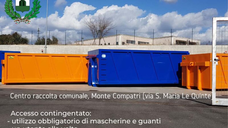 Monte Compatri, giovedì 14 maggio apre il centro raccolta comunale