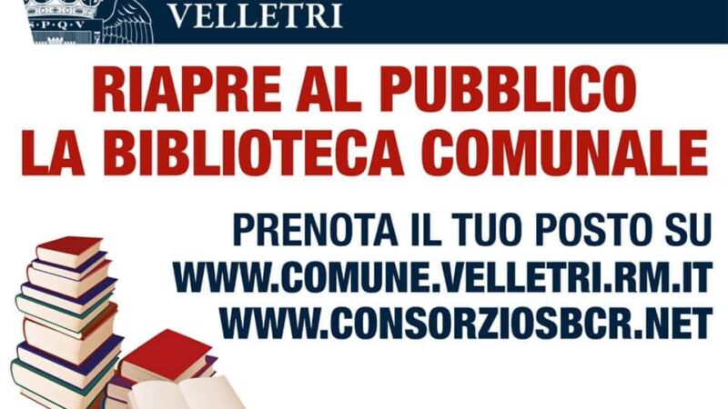 Velletri, la Biblioteca Comunale apre al pubblico previa prenotazione