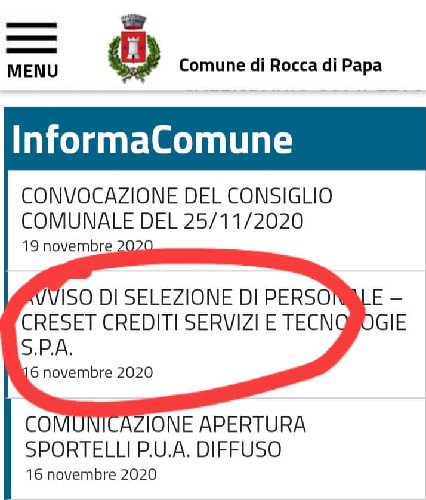 Rocca di Papa, Comune pubblica avviso di lavoro nell’ultimo giorno per presentare la domanda