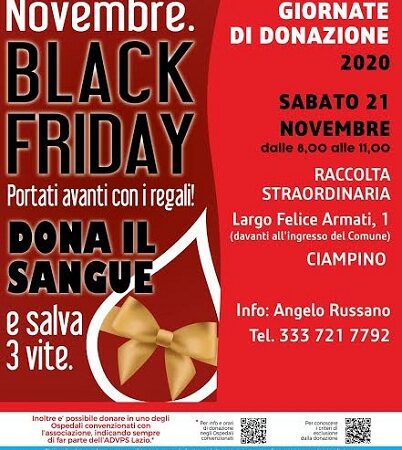 Ciampino, 21 novembre donazione sangue in collaborazione con DonatoriNati