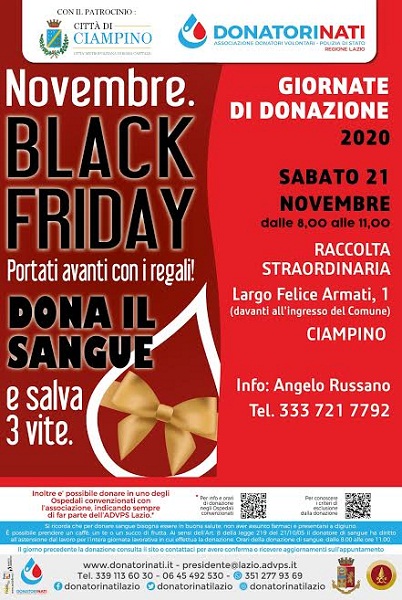 Ciampino, 21 novembre donazione sangue in collaborazione con DonatoriNati