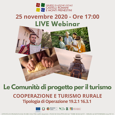 GAL Castelli Romani e Monti Prenestini, il 25 novembre webinar sul Turismo Rurale