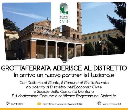 Grottaferrata aderisce al Distretto dell’Economia Civile dei Castelli Romani e Prenestini