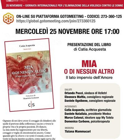 Velletri, mercoledì 25 novembre “Mia o di nessun altro” contro la violenza sulle donne