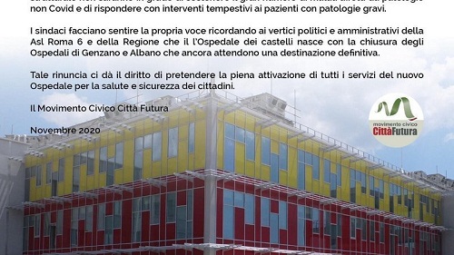 NOC, petizione online di Città Futura (Genzano) per riaprire Pronto Soccorso, Medicina e Chirurgia