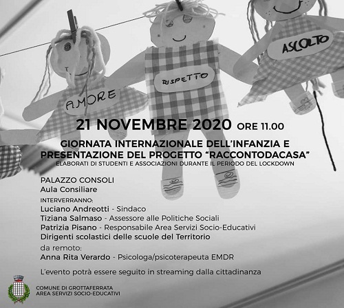 #RaccontoDaCasa, domani webinar da Grottaferrata per la Giornata dei Diritti dell’Infanzia