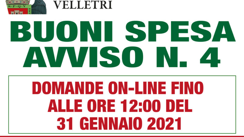 Velletri, attivati “Buono Spesa” fino al 31 gennaio