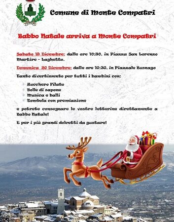 Monte Compatri, arriva Babbo Natale! 19 e 20 dicembre animazioni e giochi per i più piccoli