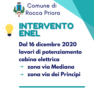 Rocca Priora, dal 16 dicembre lavori Enel in zona Via Mediana-Via dei Principi