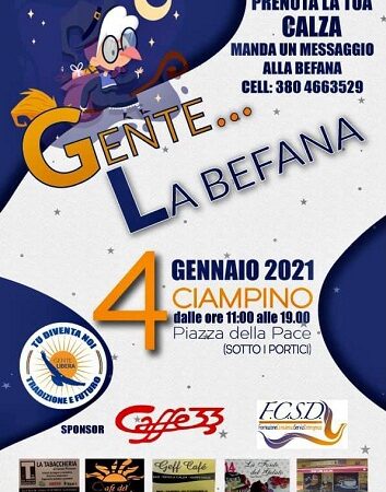 Gente Libera Ciampino – Lunedì 4 gennaio “Gente… La Befana” in Piazza della Pace