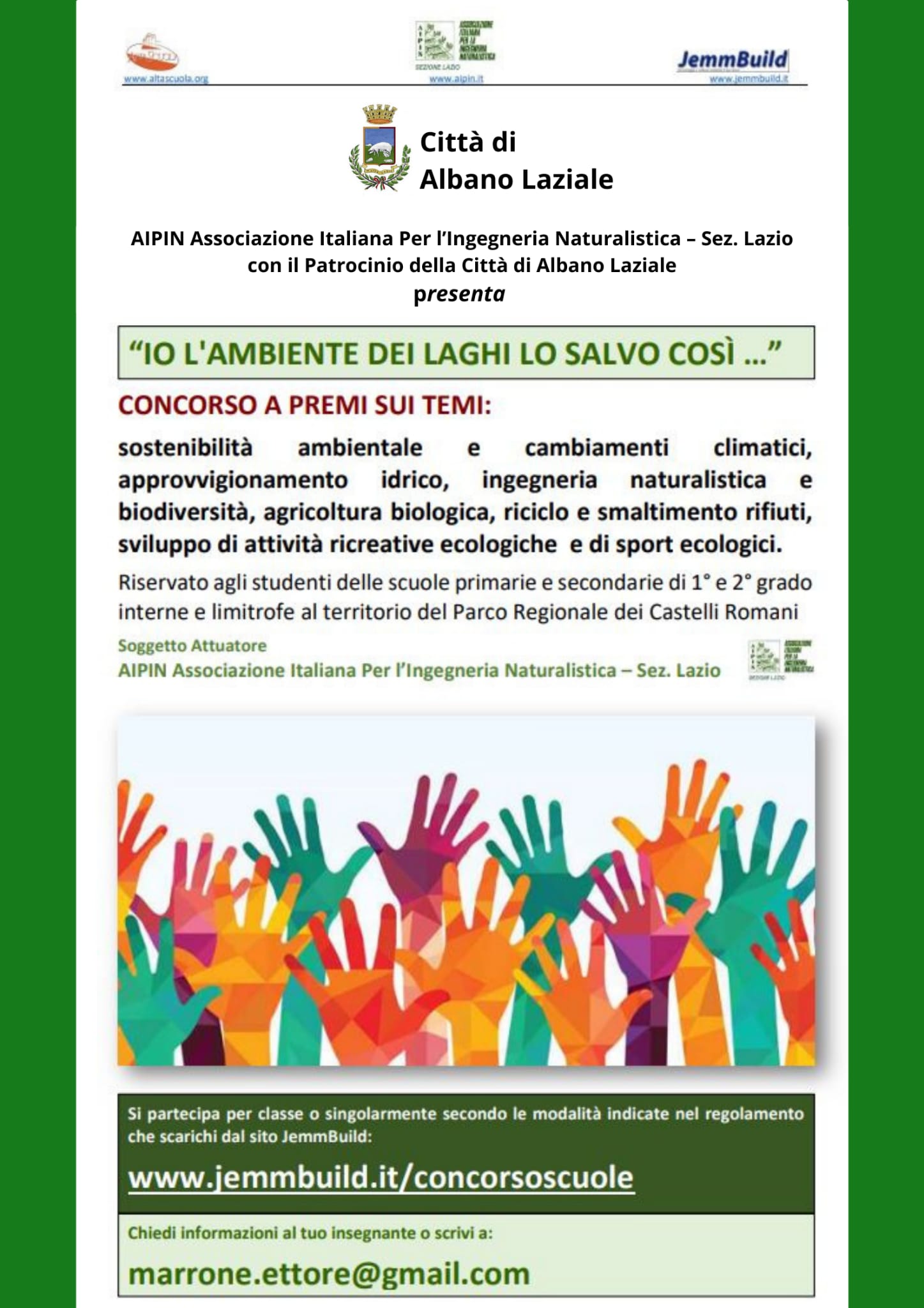 Scuola Albano, per gli studenti ecco il concorso “Io l’ambiente dei Laghi lo salvo così”