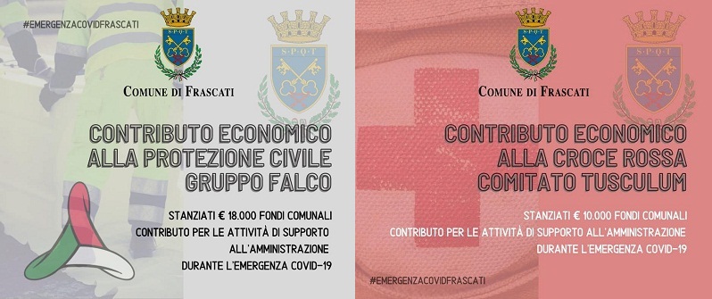 Frascati, contributo economico per Protezione Civile Gruppo Falco e Croce Rossa Comitato Tusculum