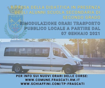 Frascati, scuola: rimodulato Trasporto Pubblico Locale per la ripresa delle attività