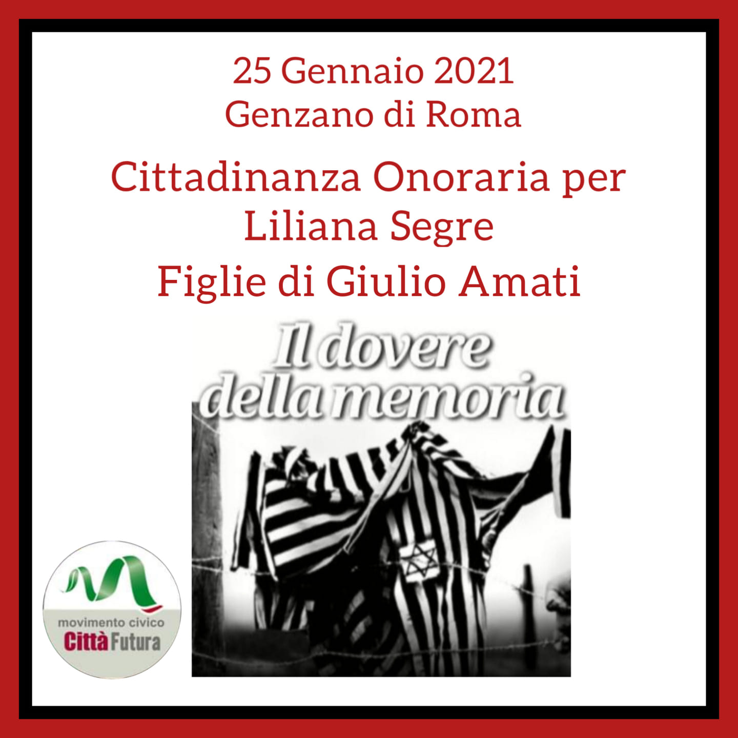 Genzano – Città Futura approva Cittadinanza Onoraria a Liliana Segre e figlie di Giulio Amati