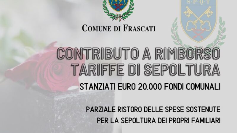 Frascati, l’Amministrazione destina 20mila euro per spese di sepoltura