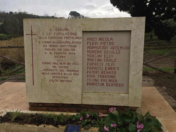 Velletri, venerdì 19 febbraio si ricorda l’eccidio nazista di Pratolungo