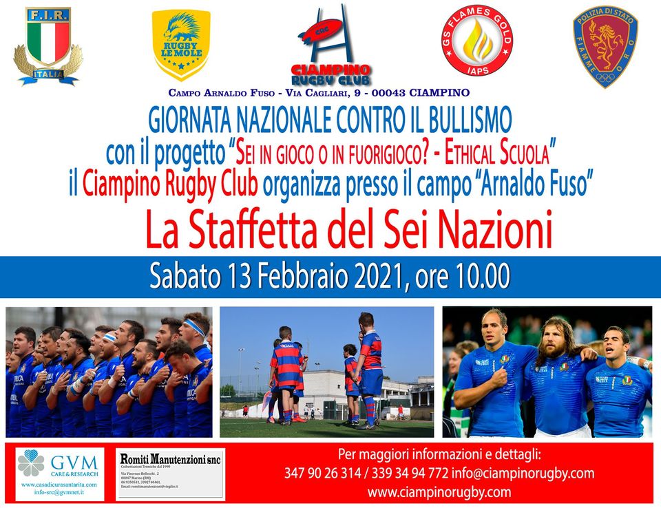 Ciampino Rugby Club, sabato 13 febbraio Staffetta del Sei Nazioni