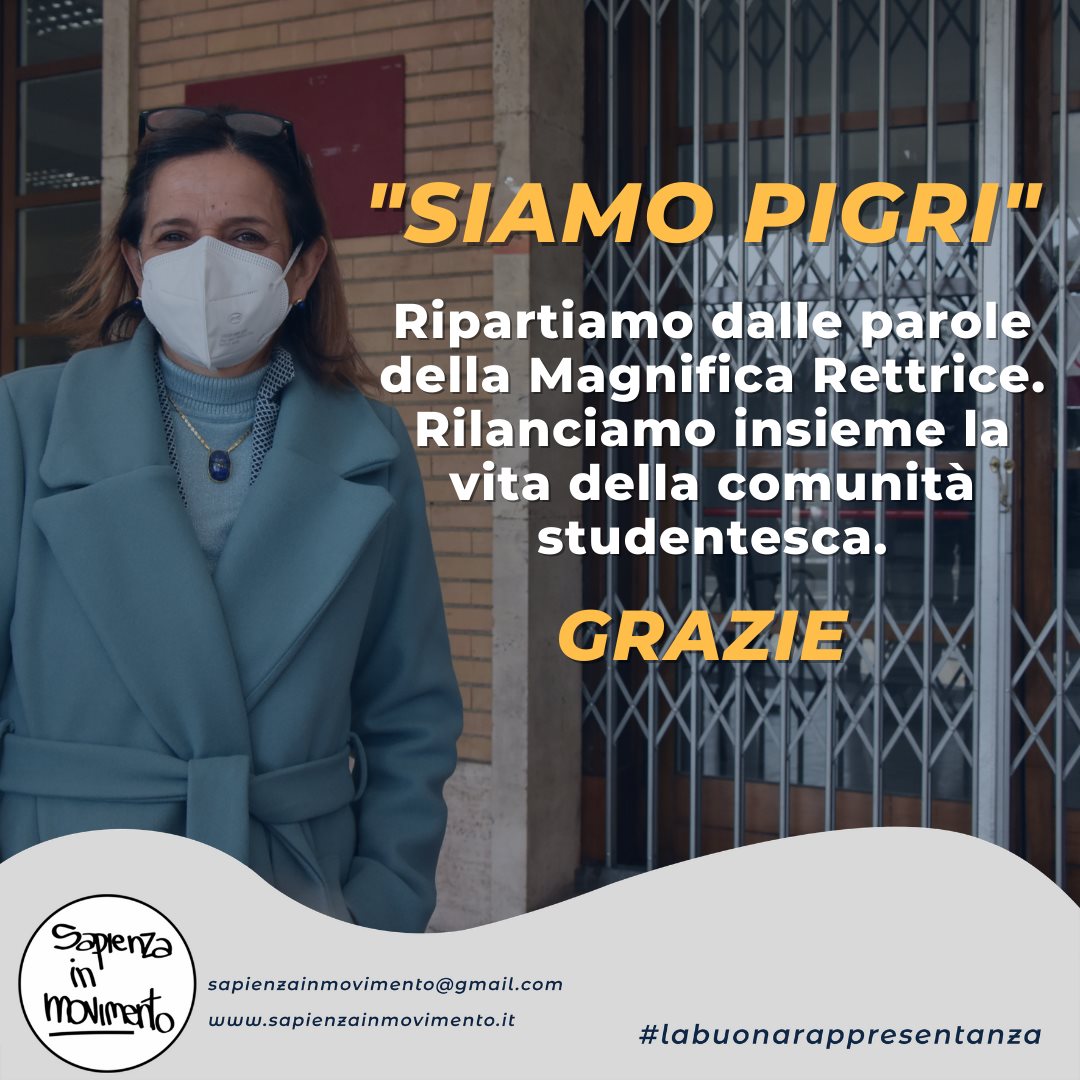 Roma – Università La Sapienza, studenti al fianco della Rettrice Polimeni per rientro alla vita universitaria