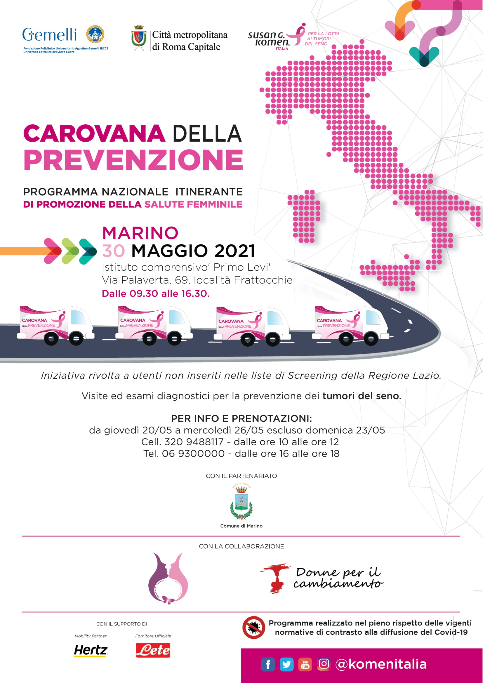 A Marino arriva la carovana della prevenzione a cura di Komen Italia – Race for the Cure 2021