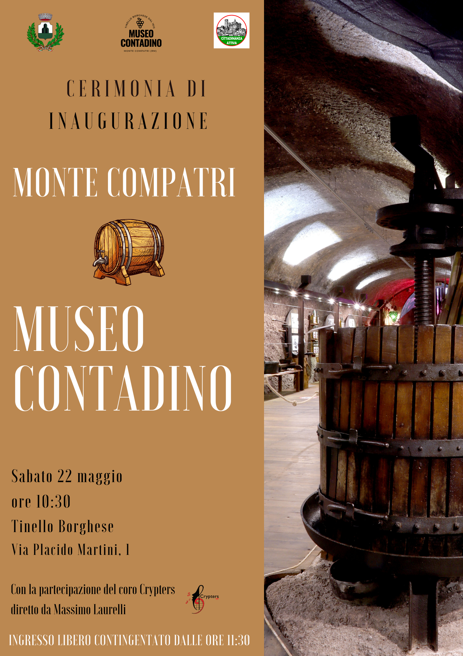 Monte Compatri, inaugurazione del Museo Contadino il 22 maggio