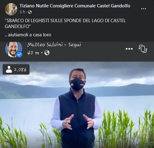 Castel Gandolfo, Nutile stuzzica Salvini: “Chiudiamo i porti… e le porte”