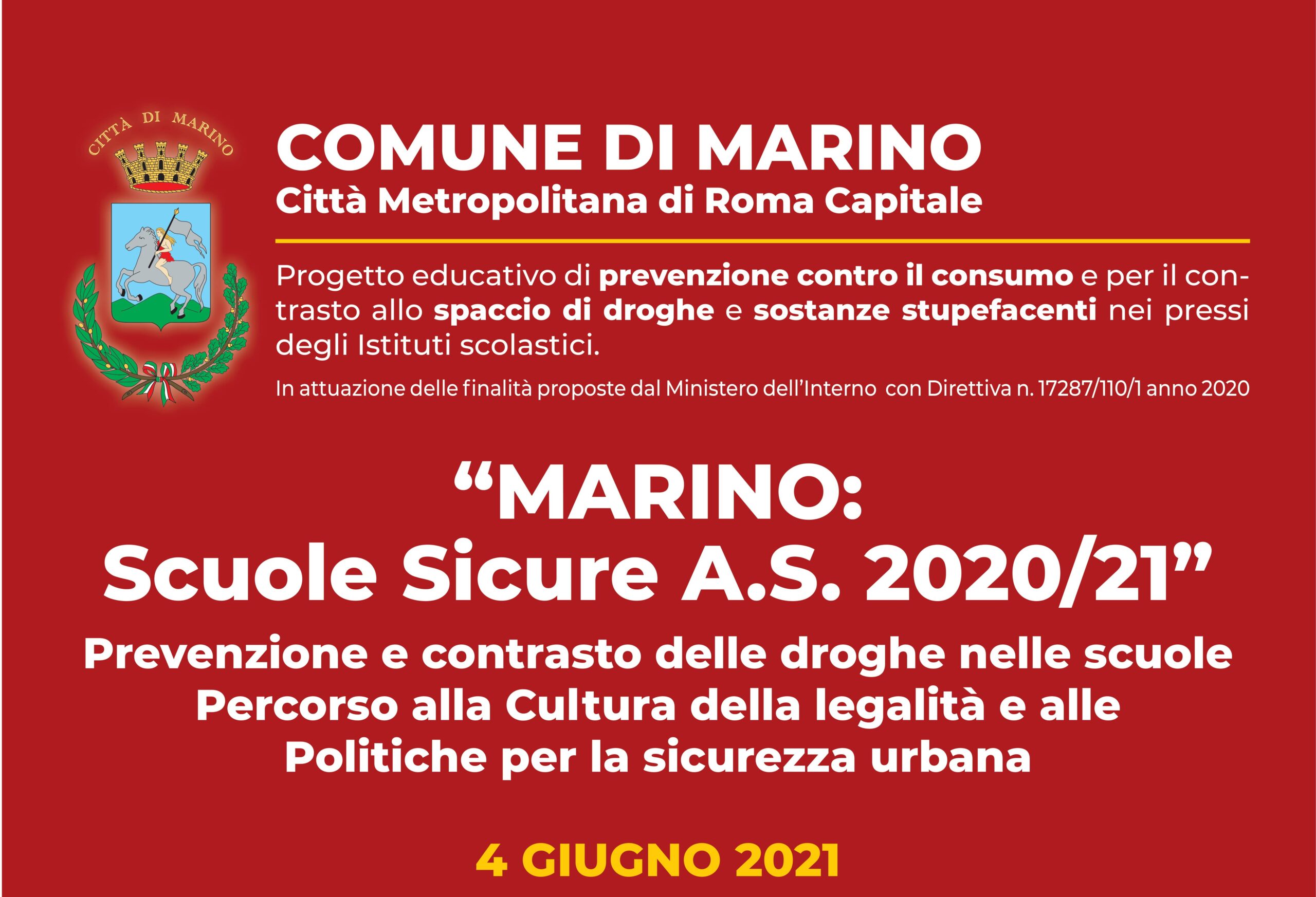 Marino, concluso il progetto “scuole sicure A.S 2020/2021”