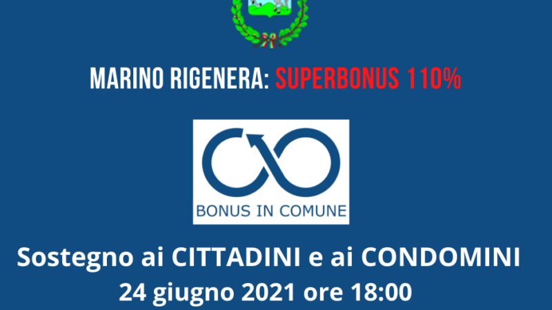 Marino, 24 Giugno incontro con i cittadini sul “BONUS IN COMUNE”