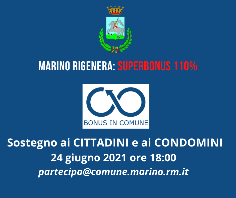 Marino, 24 Giugno incontro con i cittadini sul “BONUS IN COMUNE”