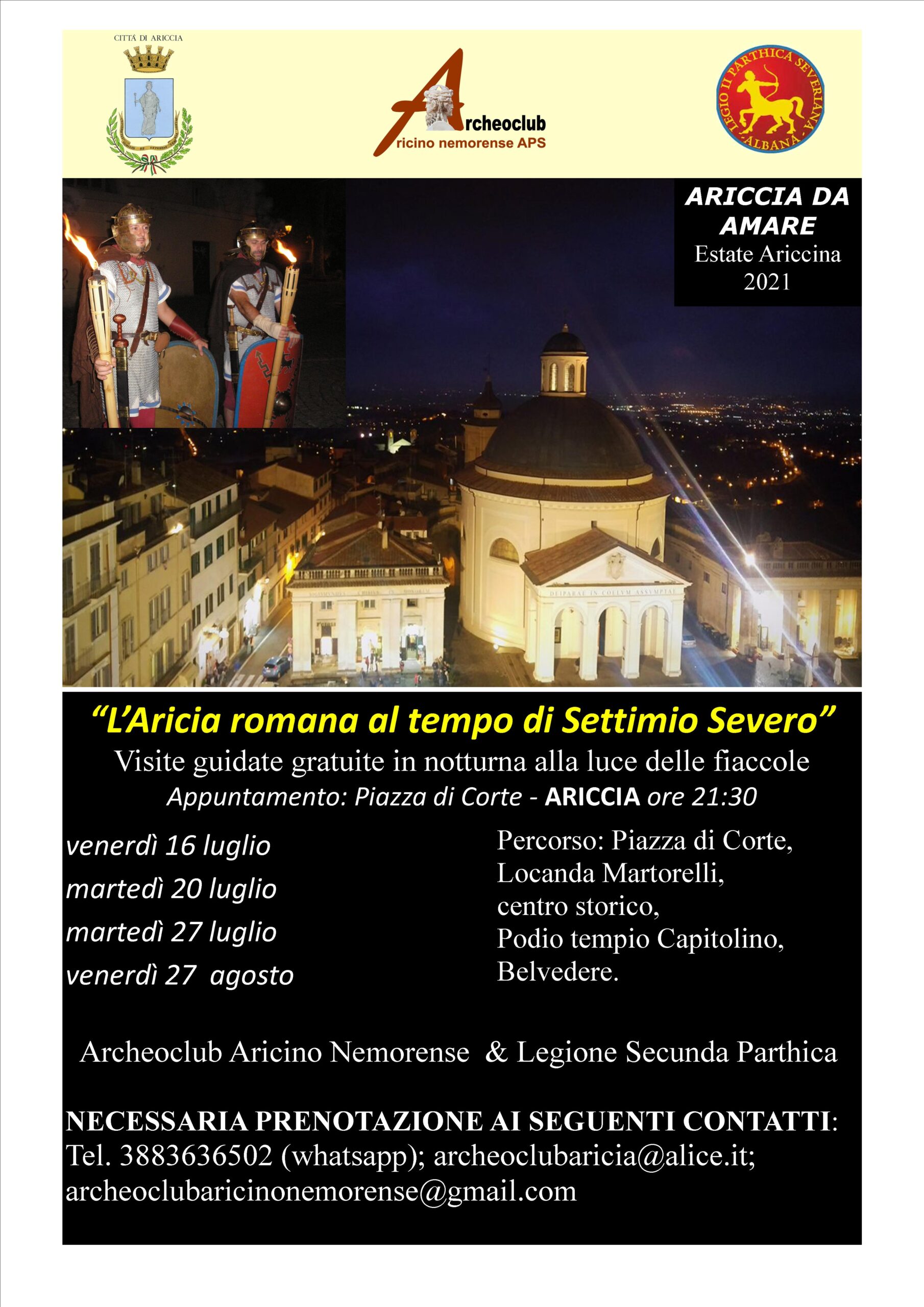 “Ariccia da amare” rassegna eventi estivi con visite guidate notturne