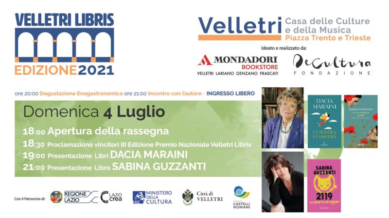 Letteratura, al via “Velletri Libris”. All’inaugurazione Dacia Maraini e Sabina Guzzanti