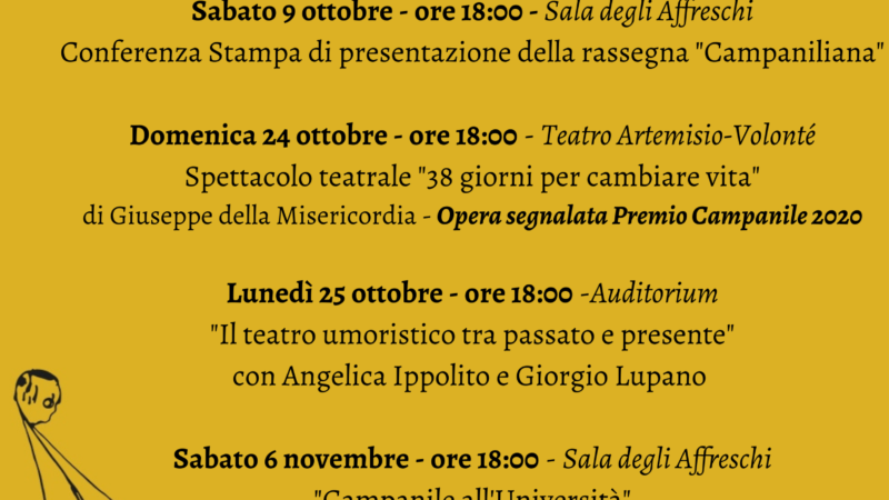 Velletri, torna la “Campaniliana”: tra ottobre e novembre la quinta edizione con ospiti spettacoli e convegni