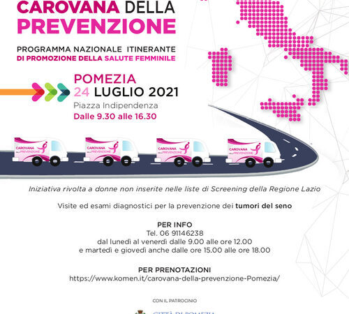 Pomezia, arriva il 24 luglio la carovana della prevenzione Komen Italia