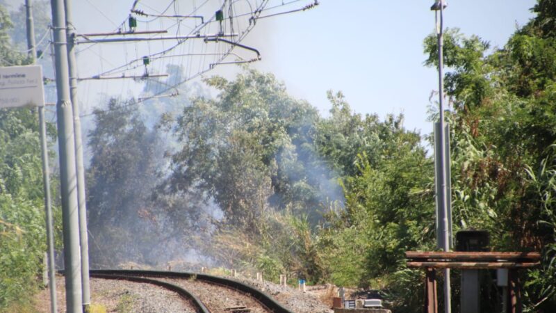 Incendio a Lanuvio, interrotta la ferrovia Roma-Velletri (video – aggiornamento 17:26)