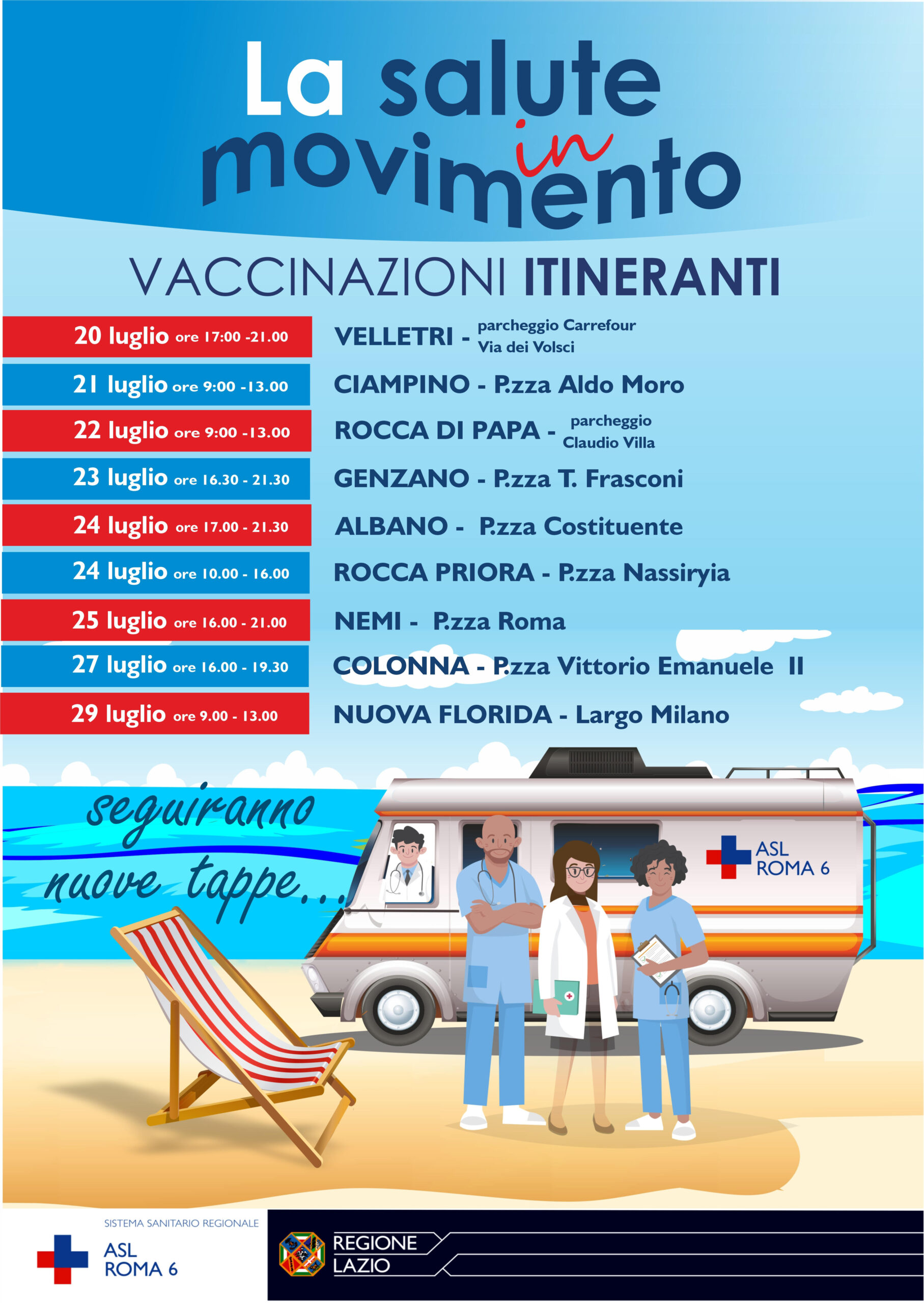 Lanuvio, in arrivo il Camper della Asl Roma 6 con i vaccini anti-Covid il 21 e il 25 agosto