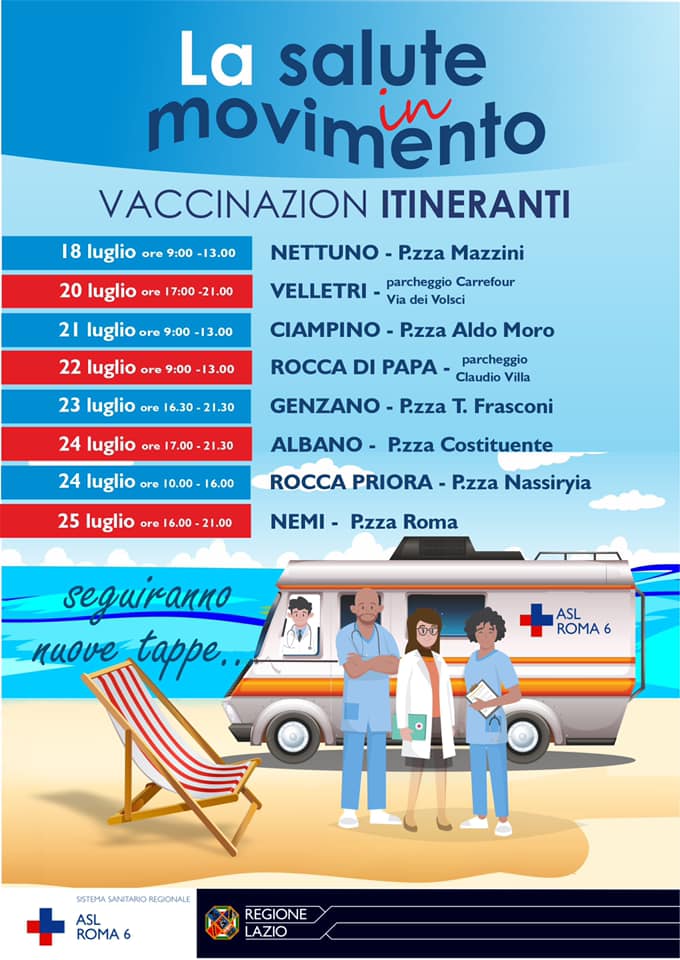 Asl Roma 6, “La salute in movimento”, campagna di vaccinazione itinerante