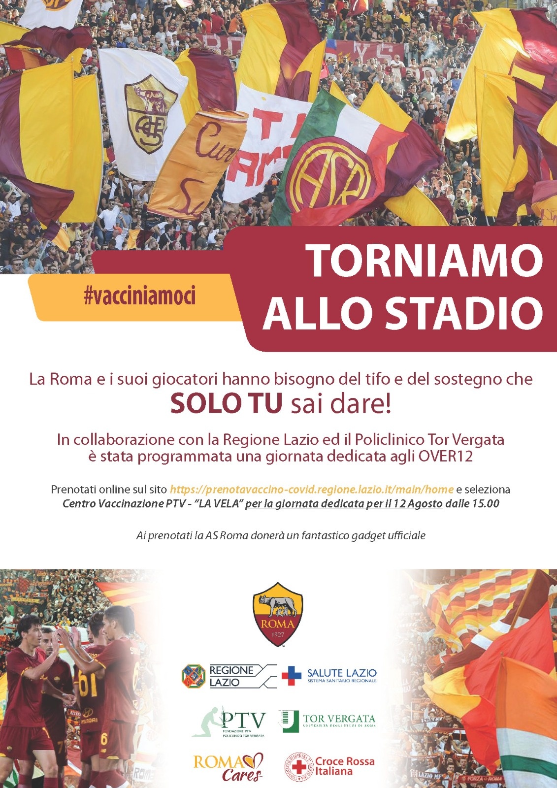 Vaccini, AS Roma e SS Lazio chiamano a raccolta gli over 12: “Torniamo allo Stadio!”