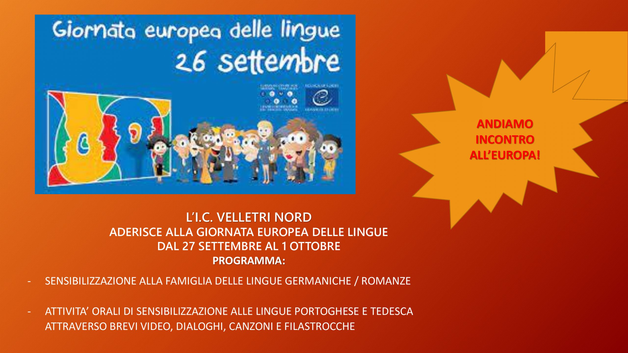 I.C.Velletri Nord: “Giornata europea delle lingue” il 26 settembre