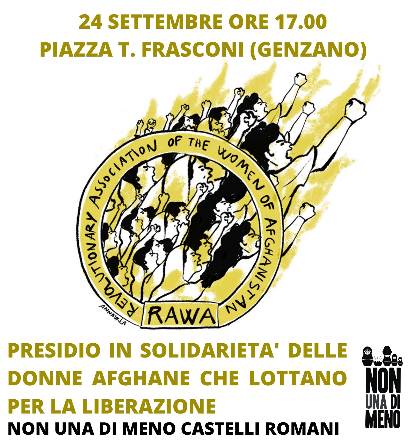 Genzano: Venerdì 24 il presidio di NUDM Castelli Romani in solidarietà con le donne afghane. Ecco il comunicato