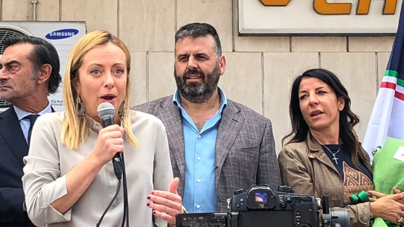 Marino, Giorgia Meloni a Santa Maria delle Mole a sostegno di De Santis: “nostri sindaci i migliori d’Italia”