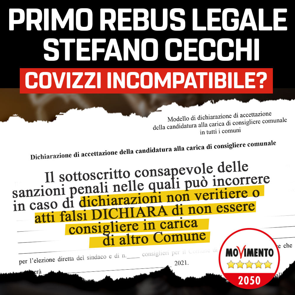 Movimento 5 stelle Marino: primo rebus di legalità per Cecchi: Covizzi ineleggibile o incandidabile?