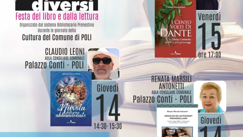 Cultura, “Contesti diversi. Festa del libro e della lettura”: incontri con gli autori a Poli