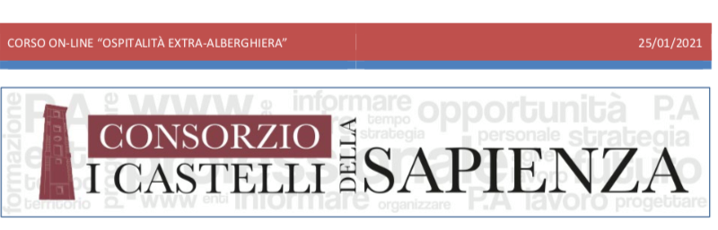 Consorzio “I castelli della sapienza”: presentazione corso online “ospitalità extra-alberghiera”