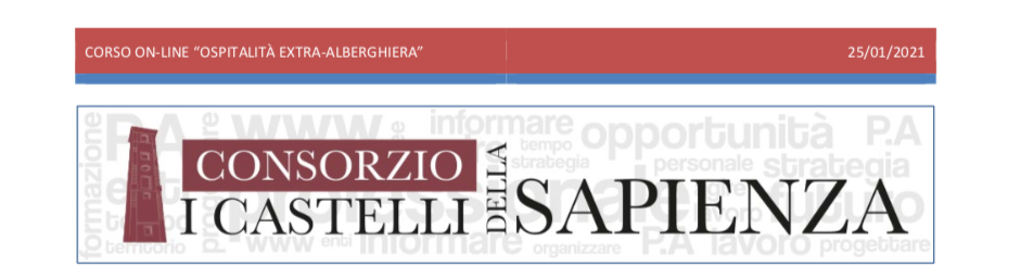 Consorzio “I castelli della sapienza”: presentazione corso online “ospitalità extra-alberghiera”