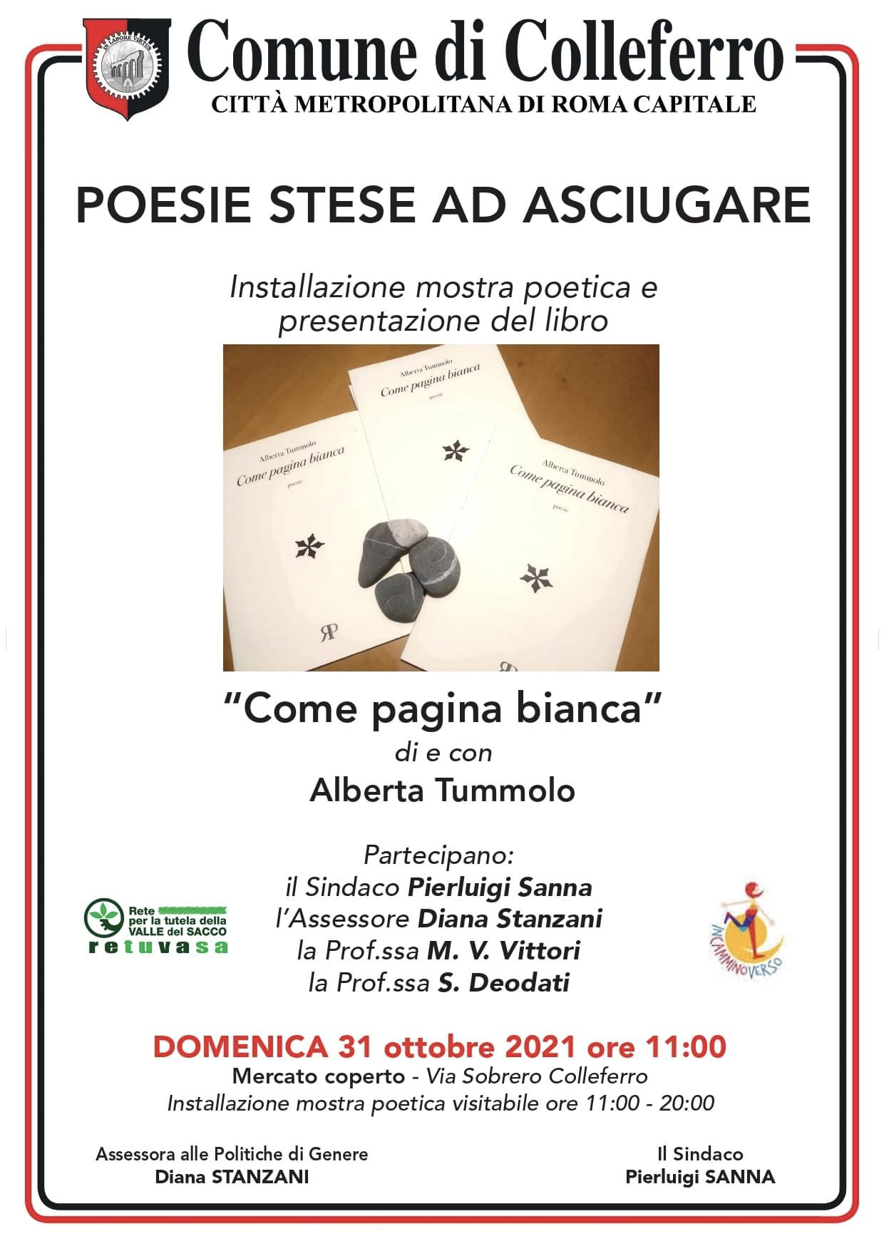 Colleferro, domani 31 ottobre si svolgerà l’evento “poesie stese ad asciugare”