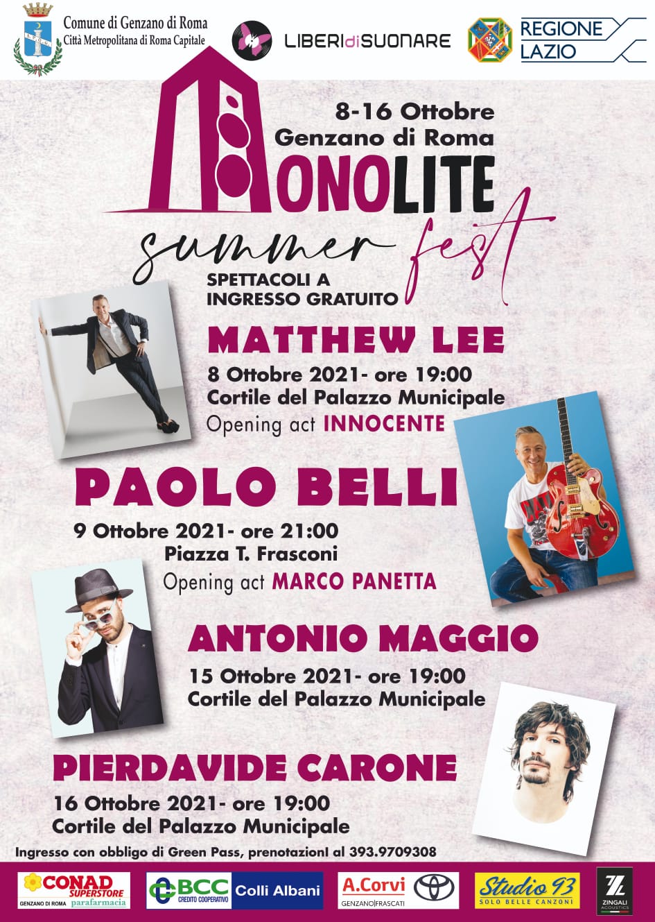 Genzano, Monolite Summer Fest 2021, due weekend all’insegna della musica