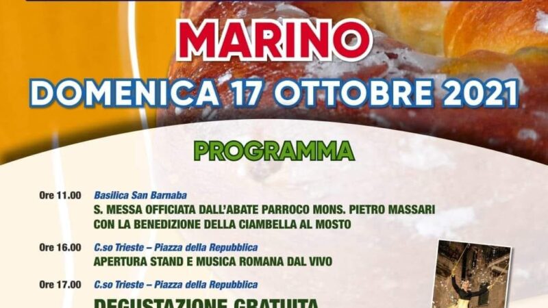 Marino, Domenica 17 Ottobre si festeggia con la 24ª Sagra della Ciambella al Mosto