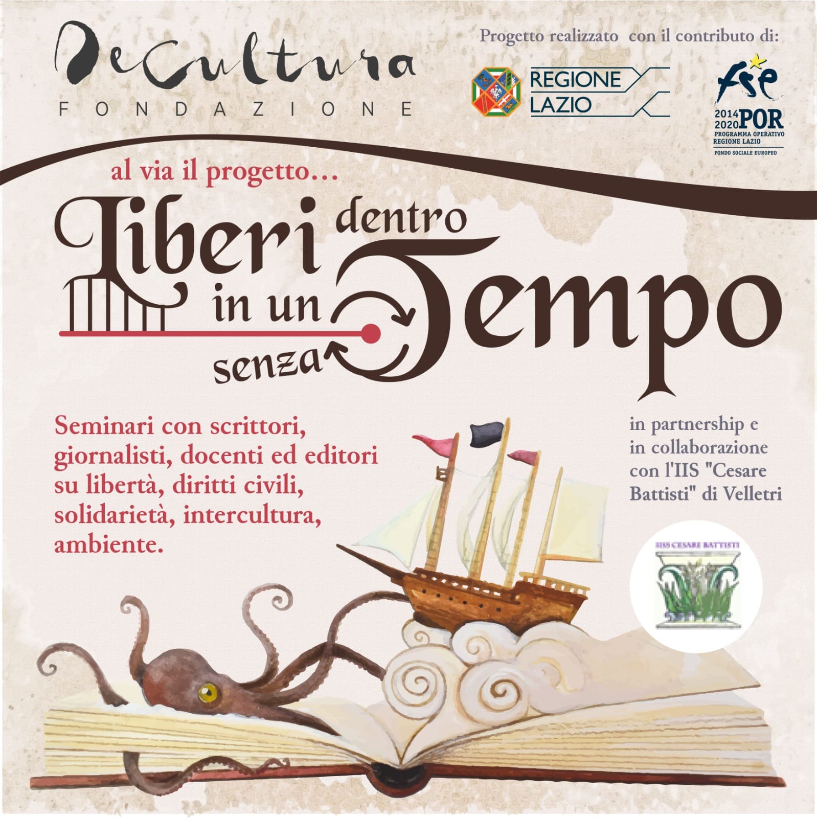 Velletri, al via il progetto culturale “Liberi dentro in un tempo senza tempo”