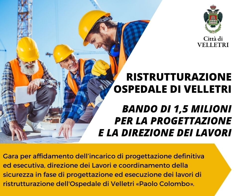 Ristrutturazione ospedale di Velletri, bando di 1,5 milioni per la progettazione e la direzione dei lavori