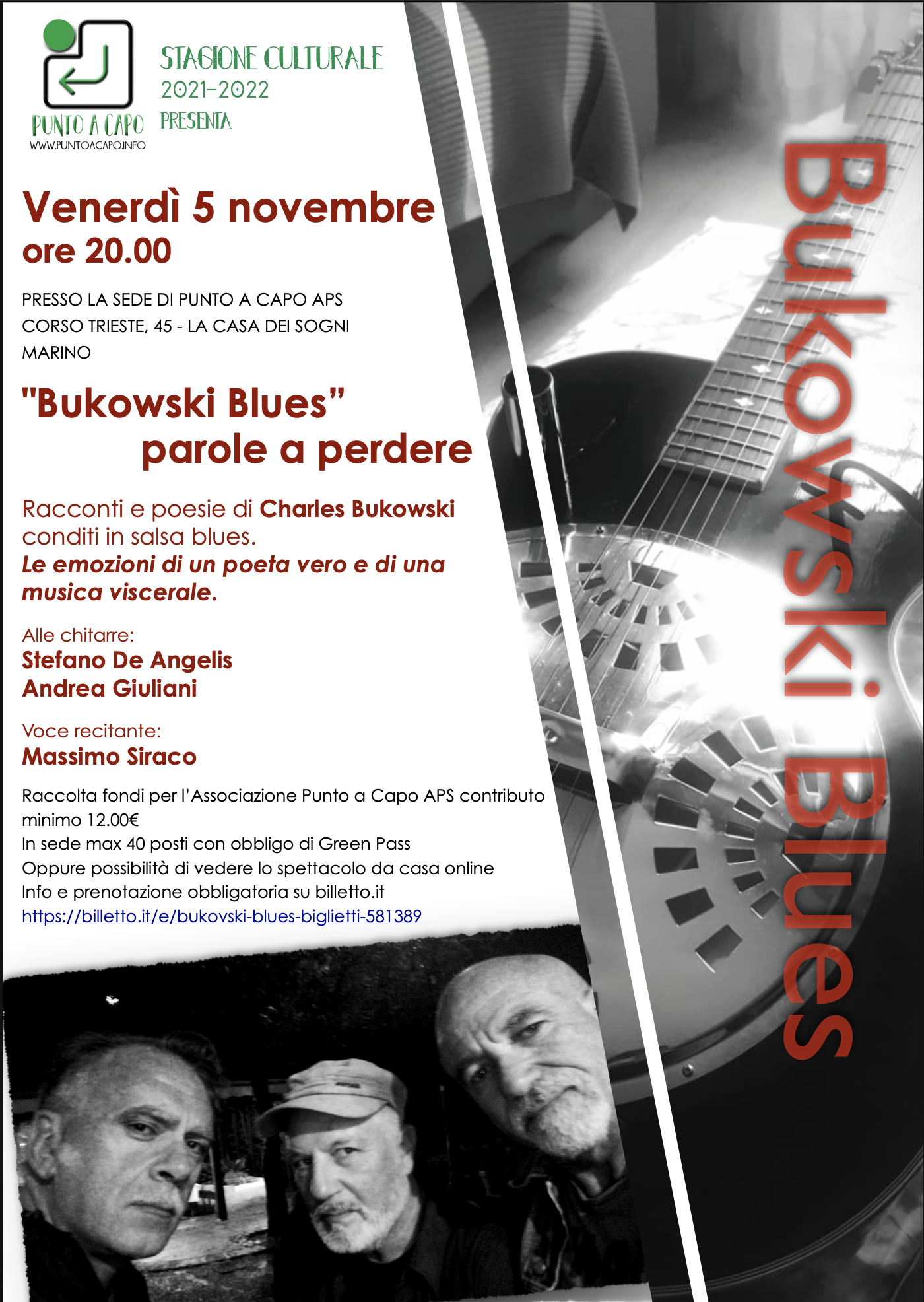 Marino, venerdì 5 novembre si legge Bukowski in chiave blues